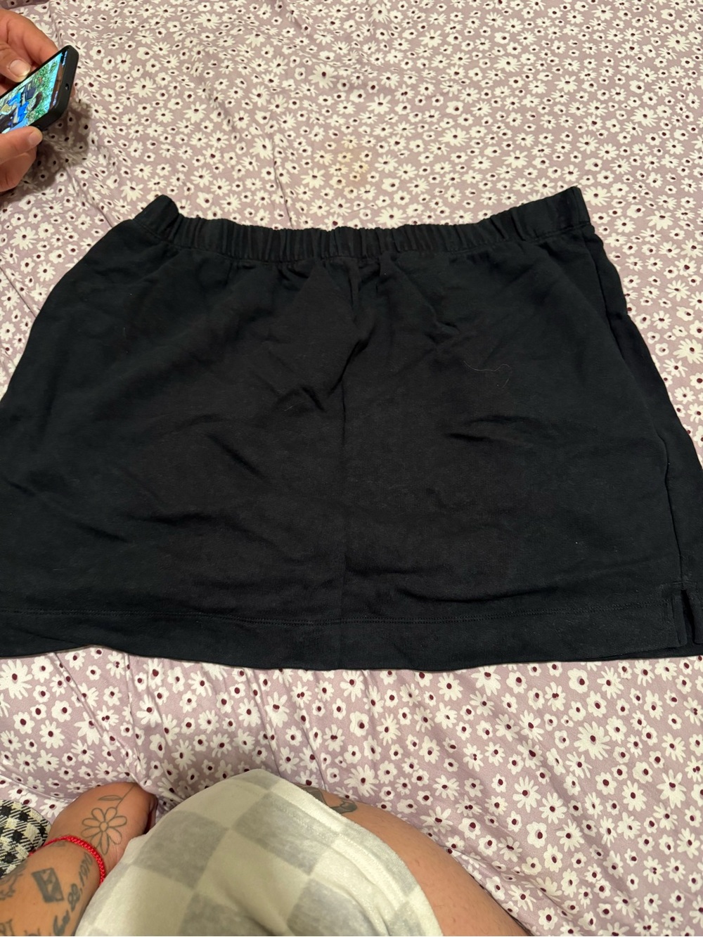 Women's Black Elastic-Waist Mini Skirt